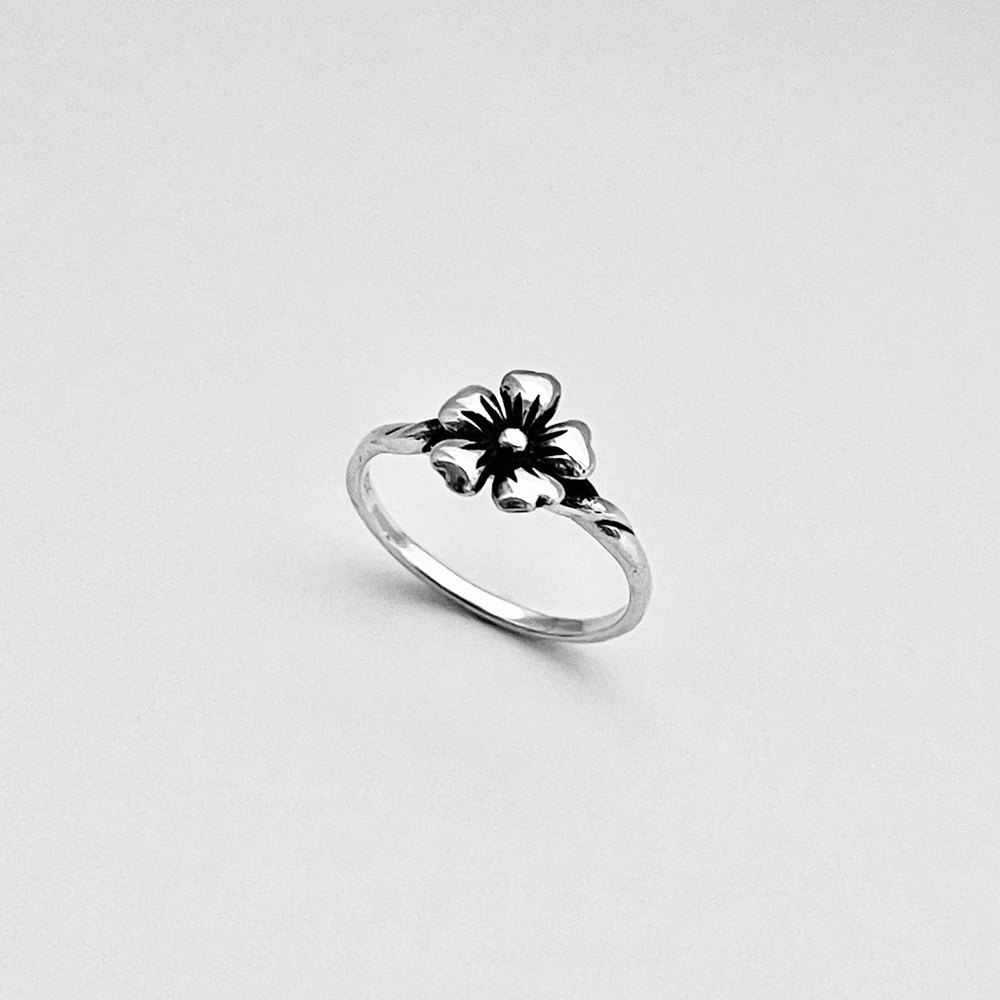 Sterling Silver 5 Heart Patels Flower Ring, Silver Rings, Flowers, Floral Ring - Picture 9 of 13